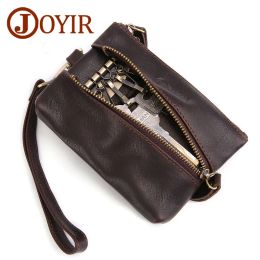 Wallets JOYIR Vintage Genuine Leather Key Holder Men Keychain Covers Zipper Key Case Bag Men Key Wallet Small Coin Purse Wallet For Men