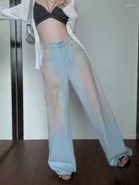 Women's Jeans Slergiri Women Spring Summer Y2k Baggy Washed Blue Streetwear Vintage 2000s Girls High Waisted Loose Wide-leg Trousers