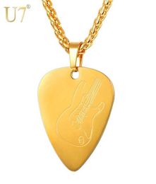U7 StainlSteel Guitar Pick Necklace Pick Pendant Music Lover Musician039s Gift for Guitar Player P1191 X07079215219