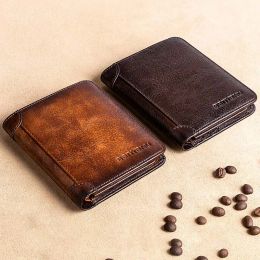 Wallets Genuine Leather Wallets Men Wallet Credit Business Card Holders Vintage Brown Leather Wallet Purses High Quality