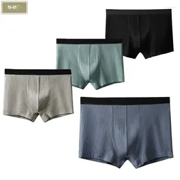 Underpants 4pcs/lot Male Panties Cotton Men's Underwear Boxers Breathable Man Boxer Solid Comfortable Brand Shorts