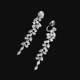 Zircon Long Tassel Earrings For Womens Wedding Earrings With No Ear Holes Mosquito Incense Disc Ear Clips Wholesale Gift 240418