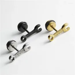 Stud Earrings Retro Punk Style Small Wrench Tool Fashion Men's And Women's Stainless Steel Daily Collocation Jewellery