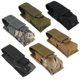 Packs Molle Tactical M5 Flashlight Pouch 9MM Single Magazine Holster Torch Holder Utility EDC Tool Outdoor Hunting Key Knife Waist Bag