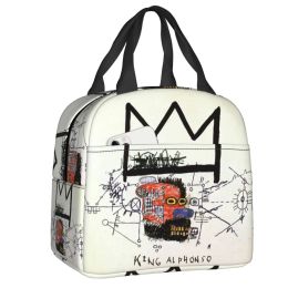 Rods King Alphonso Lunch Box for Women Waterproof Basquiats Graffiti Thermal Cooler Food Insulated Lunch Bag School Children Student