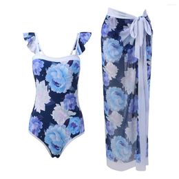 Women's Swimwear Women Vintage Abstract Floral Print 1 Cover UP Two Swimsuit Monokini Bikini Swim Sports Bras For