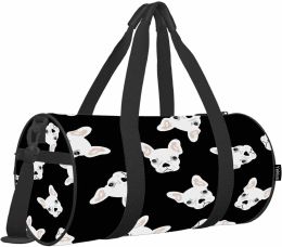 Bags Funny Dog Duffle Bag Cute French Bulldog Head Cartoon Animal Gym Bag for Women Man Student Luggage Bag for Travel Black White