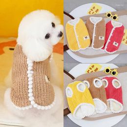 Dog Apparel Cancy Colour Pet Plush Jacket Simple Warm Indoor Vest Durable Trendy Cat Coat Cosy Teddy Clothes For Winter Accessories