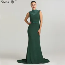 Party Dresses Est Designer Green Glitter Evening Fashion High Collar Sleeveless Mermaid Gowns 2024 LA6433