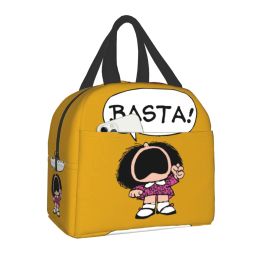 Bags Mafalda Basta Thermal Insulated Lunch Bag Quino Manga Portable Lunch Box Tote for Women Kids Camping Travel Food Storage Bag