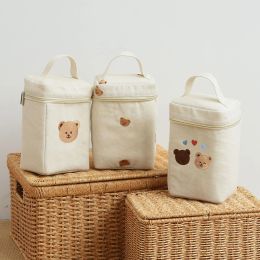Bags Portable Maternity Bag for Baby Diaper Bag Bear Embroidery Mommy Handbag Zipper Thermal Milk Insulation Food Cooler Storage Bag