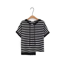 Plus Size Dresses Womens Summer T-Shirt Batwing Sleeve Hooded Jersey Stretch Thin Striped For Plump Lady Xl-4Xl K8Xf Drop Delivery App Dhcnv