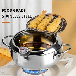 Pans Japanese Style Frying Pan With And Lid 304 Stainless Steel Tempura 20/24 Cm Small For Kitchen