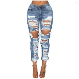 Women's Jeans Ripped Denim Skinny Tube Pencil Pants American Street Fashion Straight Chic Full Length