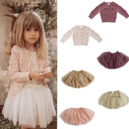 Clothing Sets Girl Clothes Toddler Cardigan Brand 2024 Baby Knitted Sweater Princess Sisters Matching Children Kids Tutu Skirts