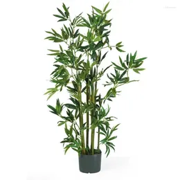 Decorative Flowers 4' Bamboo Polyester Artificial Plant Green