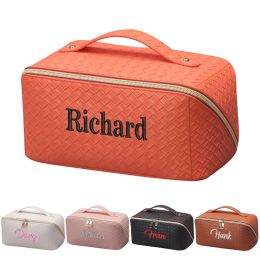 Cases Personalized PU Large Capacity Multifunctional Makeup Bag Custom Embroidery Logo Advanced Sense Portable Toiletry Bag Gift