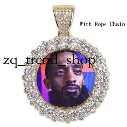 Personalized Custom Photo Memory Medallions Solid Pendant Bling Iced Out Cubic Zircon Necklace for Men Women Hip Hop Jewelry Gift 971