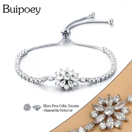 Charm Bracelets Buipoey Korean High-end Luxury Flower Zircon Adjustable For Women Girls CZ Pulseira Feminia Female Jewelry Bracelet