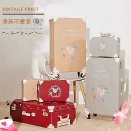 Sets Hot!New Women 2PCS/SET Vintag Travel Suitcase Rolling Luggage,12"20"24"26"inch Men Fashion Trolley suitcase handbag CarryOns