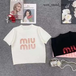 Mui Mui Shirt Womens Clothes T Shirt Designer Women Sexy Halter Tops Party Crop Top Embroidered Tank Top Spring Summer Backless Shirt Mui Mui Top 160