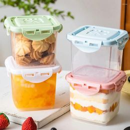 Storage Bottles 650ML Square Cake Container Reusable Dessert Snack Cookies Box Sealed Ice Cream Cheese Jar Kitchen Fruits Vegetables Fresh