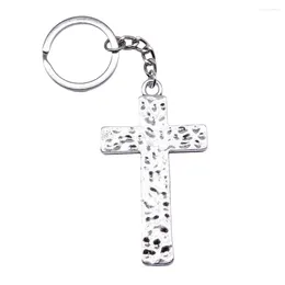 Keychains 1pcs Cross Keyring Car Pendant Jewelry Tools Diy Ring Size 28mm