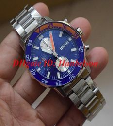 NEW Men watch Stainless steel strap Blue bezel Japan quartz movement Chronograph Small dials will work Multifunction stopwatch I 31160797