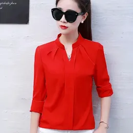 Women's Blouses Blouse Women Korean Fashion Clothing Casual Shirts For Long Sleeve Chiffon White Shirt Elegant Womens Tops