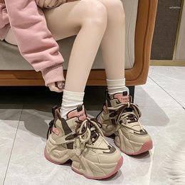 Casual Shoes Womens Trainers High Top Sneakers Platform Woman-shoes Running Thick Sole Roses 2024 Fashion Riband Winter PU Leisu