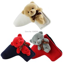 Golf Head Cover for Blade Golf Putter Cute Bear Soft Knitted Fabric Protector Cover Men Women Child Putter 240409