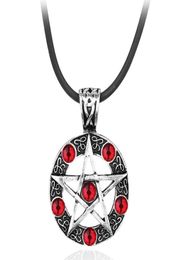 Pendant Necklaces Supernatural Series Penram Necklace With Rope Chain Dean Winchester Star Silver Plated Red Crystal Jewelry5041867