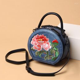 Bag Embroidered Flowers Chinese National Style Handbag 2024 Hand Carrying Small Round Shoulder Slung Trend