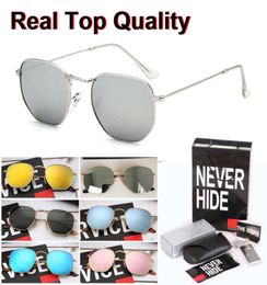 Brand personality Sunglasses women men Top quality Hexagonal Metal frame glass lens with original box packages accessories ever9197610