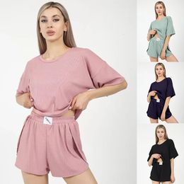 Ladies Pyjamas Casual Wear Spring And Autumn Summer Womens ShortSleeved Sexy Shorts Homewear Set 240410