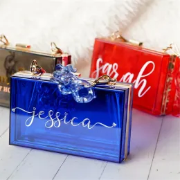 Cases Personalised Acrylic Clutch Purse Bridesmaids Gifts Custom Name Gift for Women Wedding Party Maid of Honour Gifts Cosmetic Bag