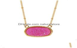 Pendant Necklaces Resin Oval Druzy Necklace Gold Colour Chain Drusy Hexagon Style Luxury Designer Brand Fashion Jewellery For Drop De4475934