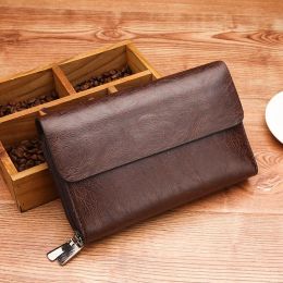 Wallets Brown Colour Soft Leather Clutch Cover Wallet Men Long PU Leather Retro Male Large Size Coin Wallet Card Holder Money Bag