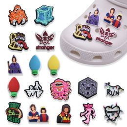 Anime charms wholesale childhood memories stranger things dice funny gift cartoon charms shoe accessories pvc decoration buckle soft rubber clog charms