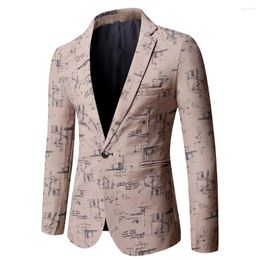 Men's Suits Mens Blazers 2024 Autumn Men Blazer Smart Casual Jacket Printed Cotton One Button Lapel Business Suit Jackets Male Officer 3XL