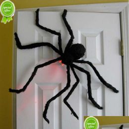 Party Decoration 30Cm 50Cm 75Cm 90Cm Oversized P Black Spider Halloween Outdoor Home Bar Haunted House Horror Props 2023 Drop Delive Dh5R1