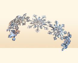 Luxury Crystal Snowflake Hairband Floral Bridal Tiaras Baroque Crown Pageant Diadem Headband Wedding Hair Accessories 2202189518563048865