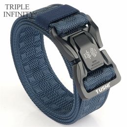 Accessories Convenient Quick Release Metal Men's Belt Genuine Nylon Battle Belts Male Jeans Waistband Army Strap Hunting Accessories