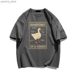 Women's T-Shirt Goose Anatomy Funny Duck Graphic Gamer Vintage Mens Black T-shirt Gothic Mens T-shirt Ullzang Strt Plus Size Womens T-shirt Y240420