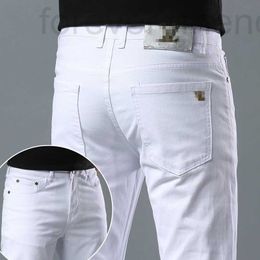 Men's Jeans designer Spring/Summer New for Light Luxury Korean Edition Thin Elastic Feet Slim Fit Cotton Pure White European Long Pants OHO7