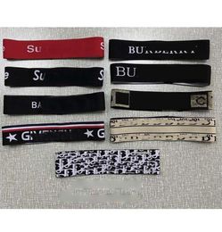 Whole 19 Style Red Black White Brand Letter print stripe Elastic Headband for Women and Men Fashion Hair Bands for Women Girl 1625372