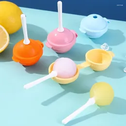 Baking Moulds Silicone Lollipop Shape Ice Cream Mould Pops With Stick Portable Cute Popsicle Mould Baby DIY Ball Maker