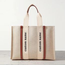 Evening Bags Personalised Name Custom 2024 Printing Large Capacity Canvas Tote Bag Women's Sensitive Quality Handbag