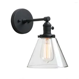 Wall Lamp PhansthyIndustrial Sconce 1-Light 7.3" Cone Light Fixture For Bathroom Kitchen Bedroom(Black)