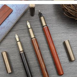 Pens Vintage Chinese style wood fountain pen office supplies Student teacher pens for writing Sandalwood brass ink pen Friend gift